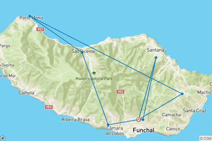 Karte von Madeira: Höhepunkte mit Flair