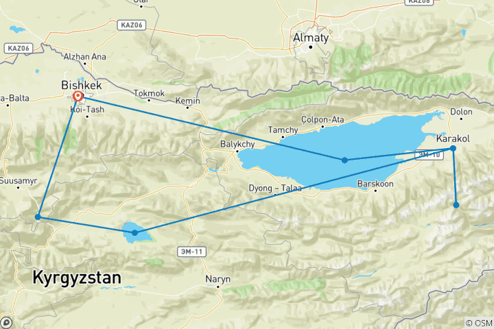 Karte von Kirgistan - Ein Bilderbuchtraum zwischen Pamir und Tian Shan (11 Tage)