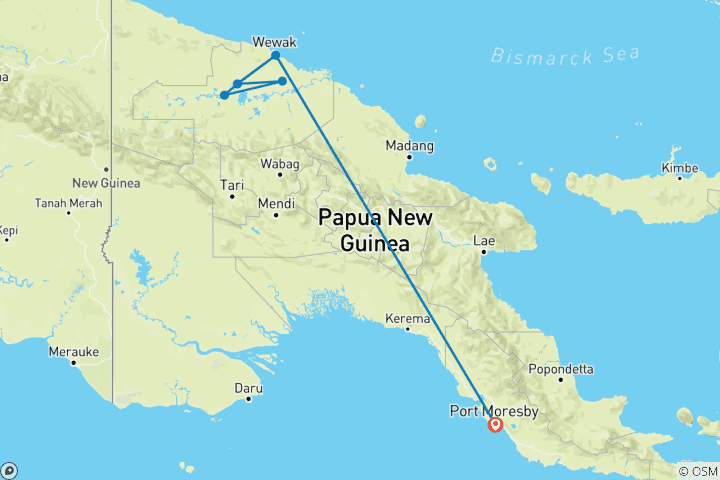 Kaart van Sepik Krokodillen Festival