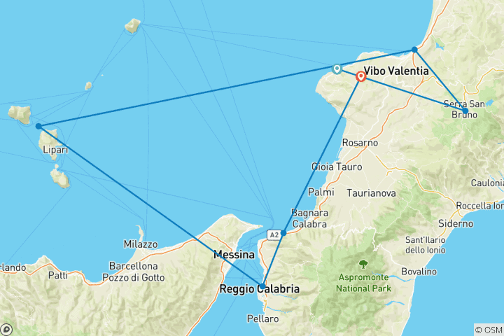 Karte von Kalabrien Perle des Südens (von Tropea bis Zungri)