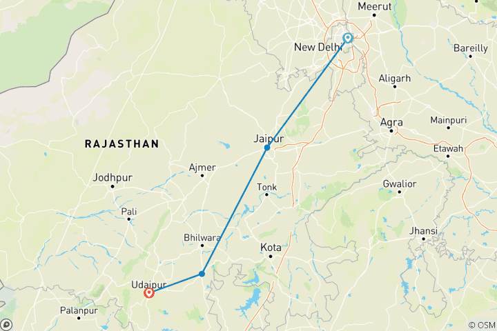 Mapa de Rutas por el Patrimonio de Jaipur y Udaipur By G Experiences