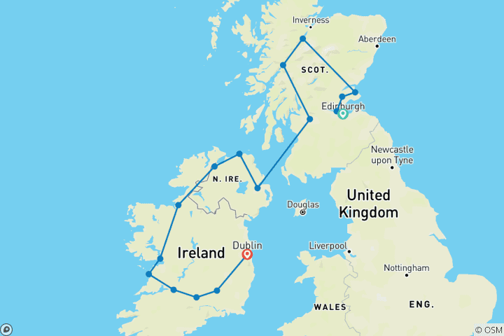 Karte von Lo Mejor de Escocia e Irlanda