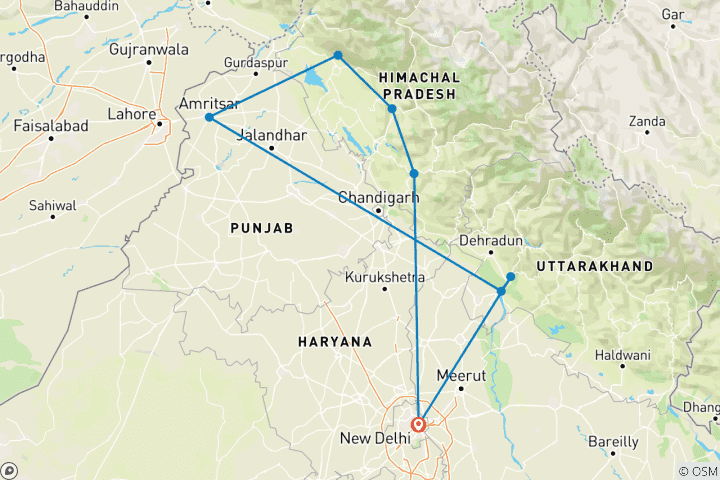 Kaart van Himalaya panorama routes van G Experiences