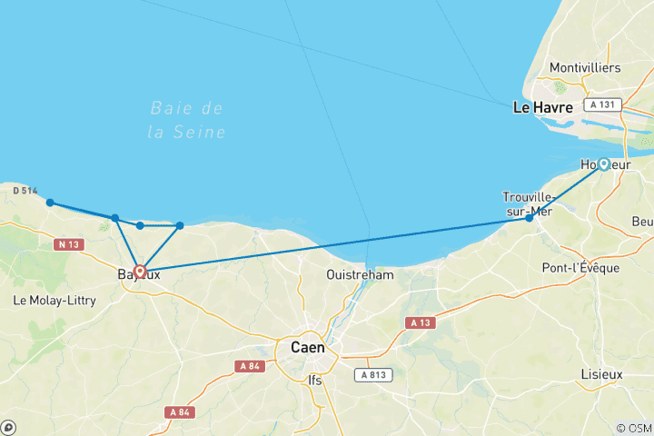 Karte von Normandie - Von Deauville zur D-Day-Küste von Bayeux (6 Tage)