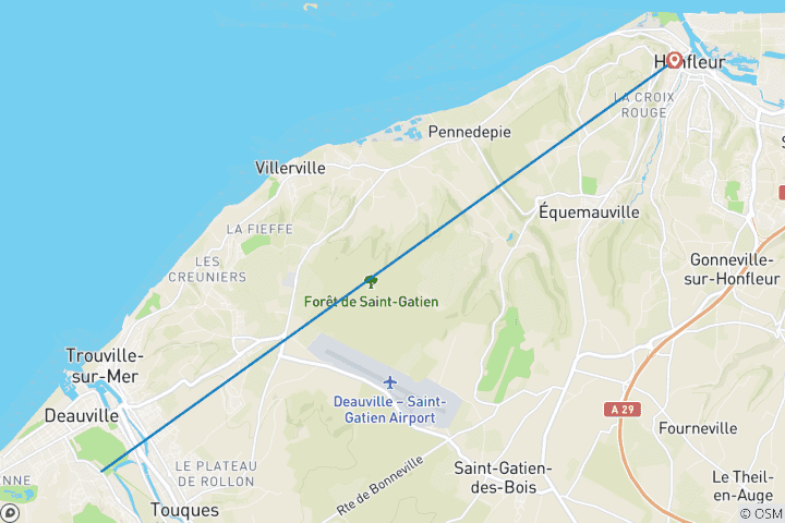 Karte von Normandie - Deauville, Trouville & Honfleur - Wandern an der Côte Fleurie (4 Tage)