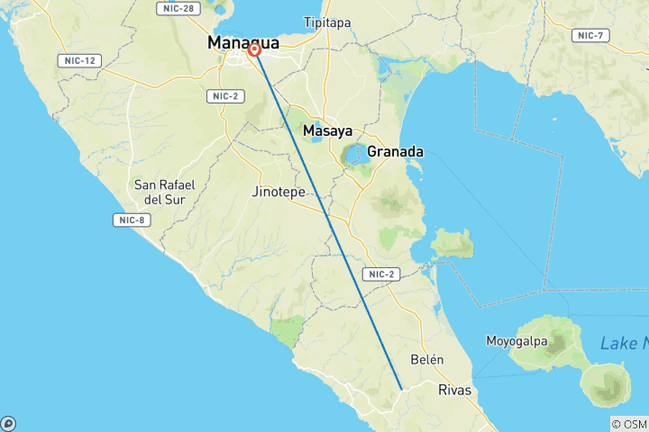 Map of 4 days A Getaway in the Pacific: Nicaragua's Hidden Beaches