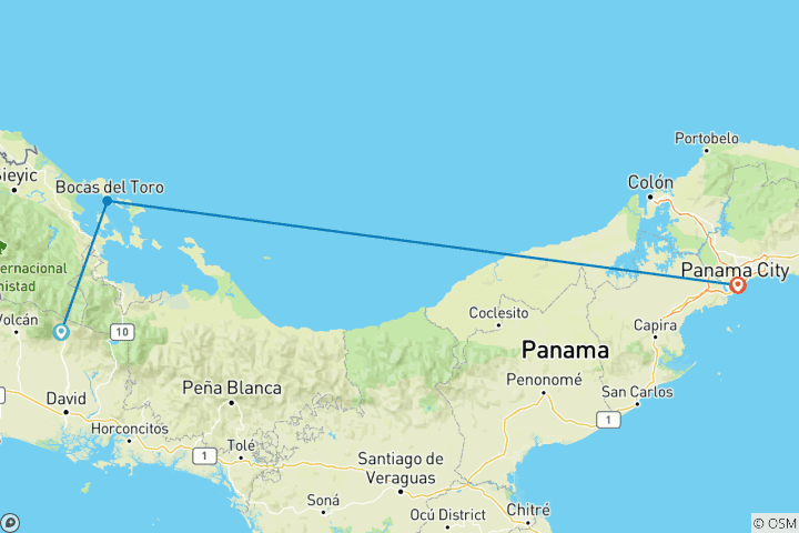 Map of 7 days Unforgettable Panama: Nature, Islands, and Culture