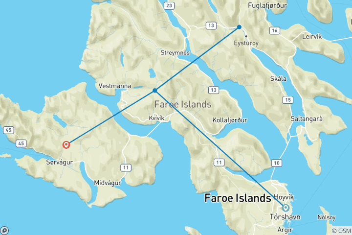 Carte du circuit Îles Féroé - petites îles, grande diversité (8 jours)