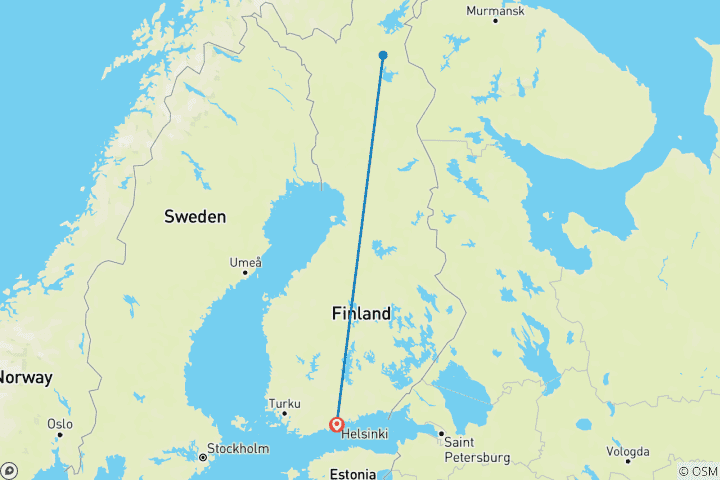 Mapa de La aurora boreal de Finlandia (2027)