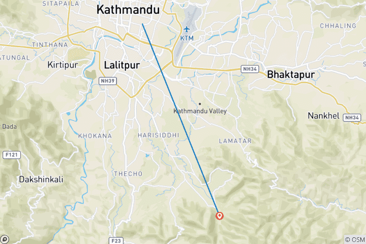 Carte du circuit Randonnée d'une journée sur la colline de Godawari Phulchowki