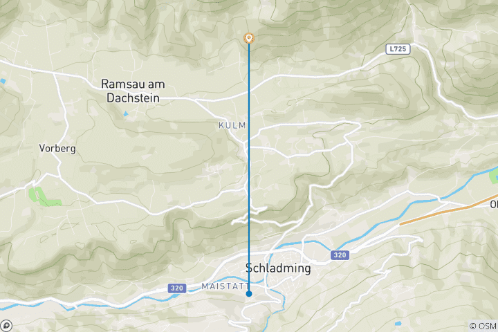 Carte du circuit La vallée rencontre le refuge à Ramsau am Dachstein (5 jours)