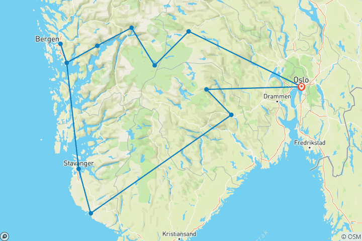 Karte von Naturnah durch Südnorwegen (13 Tage)