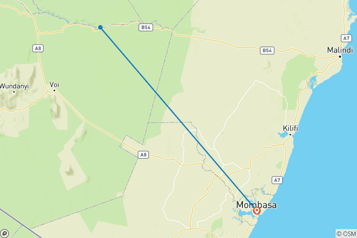 Karte von Safari nach Tsavo Ost, Kurzurlaub (auf Anfrage)