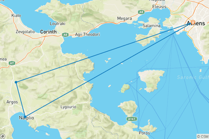 Map of 2-Day Escape to Nafplio from Athens