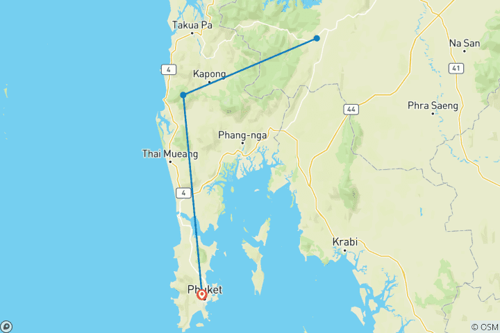 Mapa de 2 días explorando el lago Cheow Lan