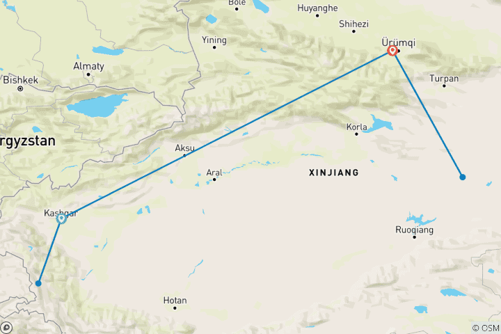 Karte von 7 Tage Best of XINJIANG Kleingruppenreise