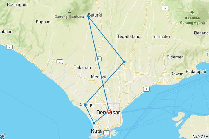 Mapa de Retiro de bienestar de 7 días en Bali