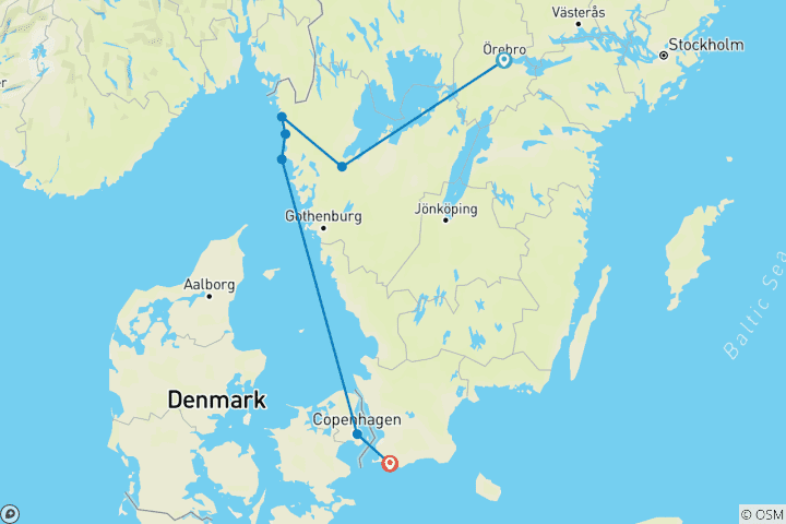 Kaart van Wandelen en natuurbeleving in Midden-Zweden (12 dagen)