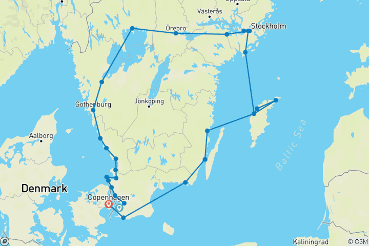 Kaart van De schatten van Zuid-Zweden (15 dagen)