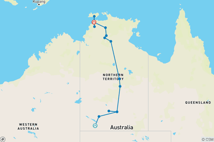 Carte du circuit Safari dans l'arrière-pays (petit groupe)