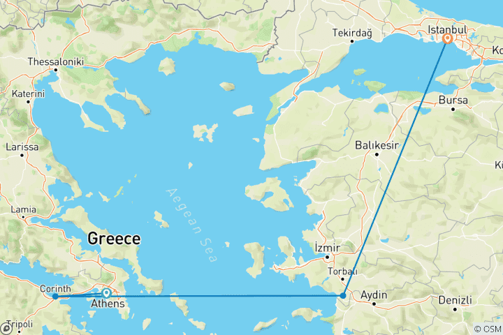 Kaart van Christelijke Pelgrimsreis - Griekenland & Turkije (Apostel Paulus Reis)7-daagse