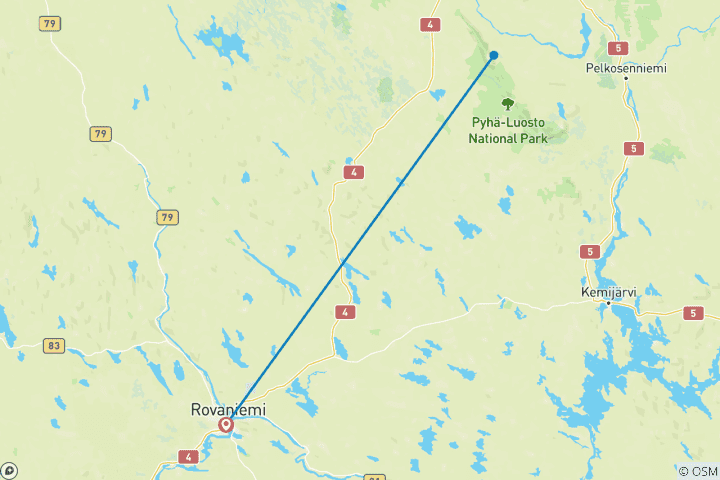 Mapa de Invierno en Finlandia (8 días)