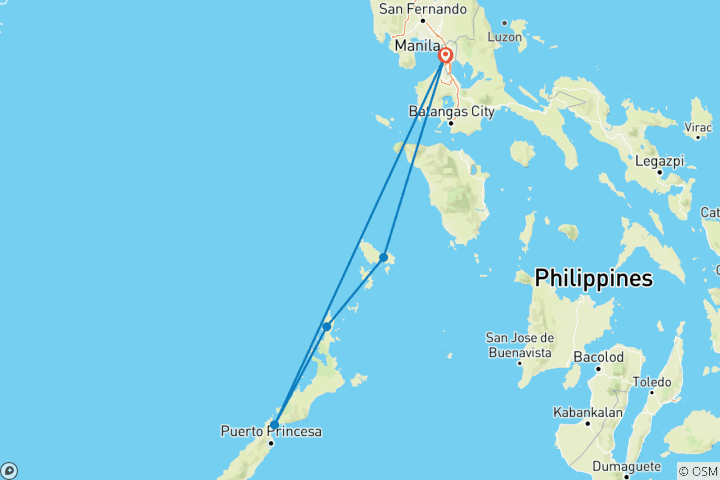 Map of Palawan Trio Island Hop Adventure: Puerto Princesa - El Nido - Coron