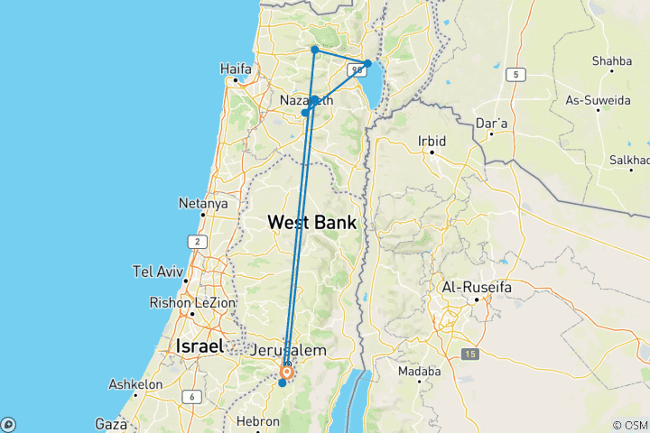 Carte du circuit Circuit religieux chrétien (Expérience de la Terre Sainte) 7 jours