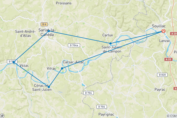 Carte du circuit Trek en Dordogne