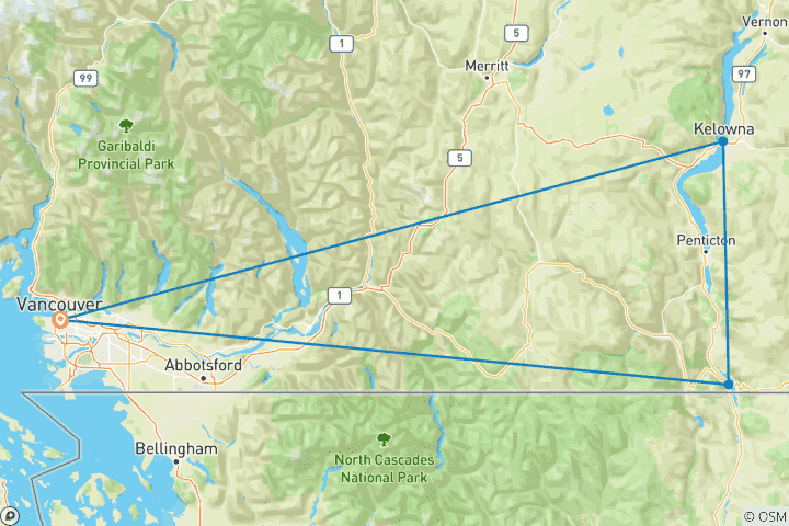 Map of Okanagan Uncorked - 5 days