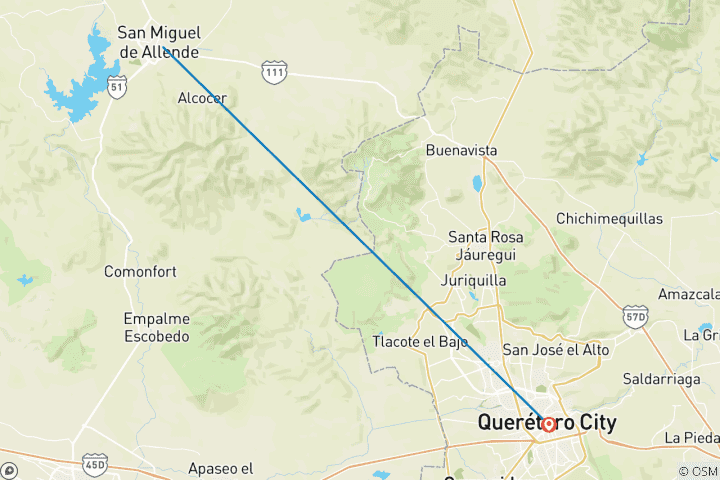 Mapa de Excursión a San Miguel de Allende: Una Maravillosa Ciudad Colonial Más Querétaro