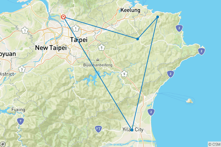 Carte du circuit Séjour de 4 jours à Taipei