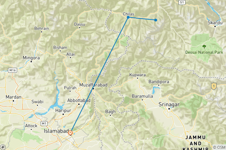 Carte du circuit 6 jours d'aventure à Fairy Meadows et Nanga Parbat - Tout compris