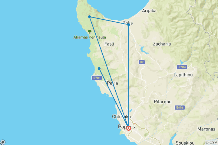Kaart van 8 Daagse Cyprus Zomer Ontsnapping: Blue Lagoon Cruise & Akamas Avontuur (Aankomst dagelijks)