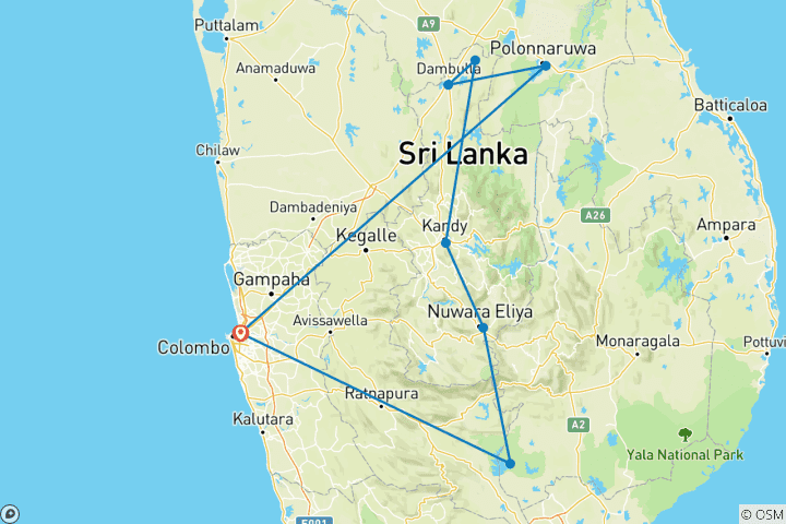 Kaart van Gezichten van Sri Lanka
