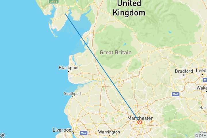 Karte von Küstenweg der Könige und Burgen – Lancashire & Cumbria – 5 Tage (5 Tage)