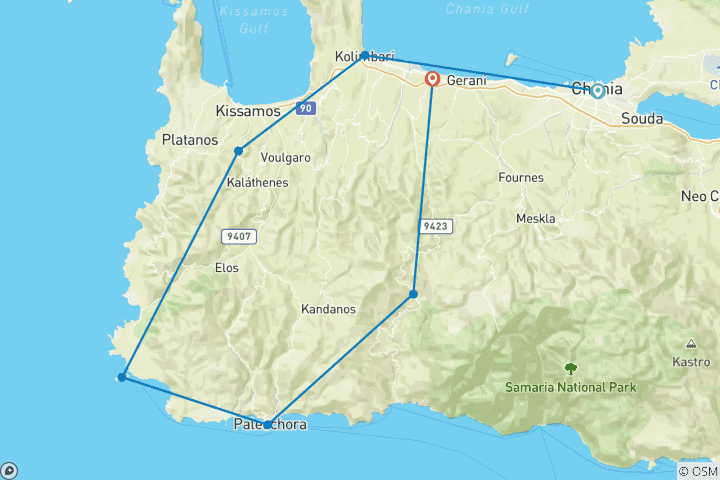 Carte du circuit Crète - L'ouest à vélo (7 jours)