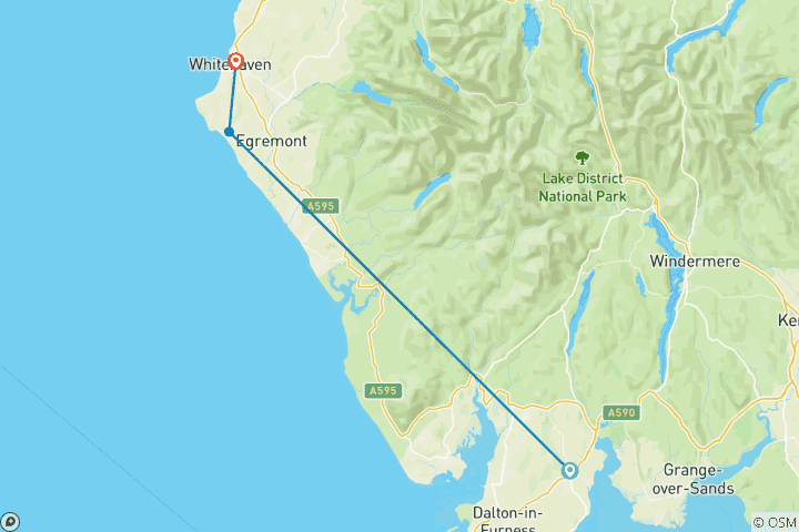 Mapa de Ruta Costera de Reyes y Castillos - Lancashire y Cumbria - 8 días (8 días)
