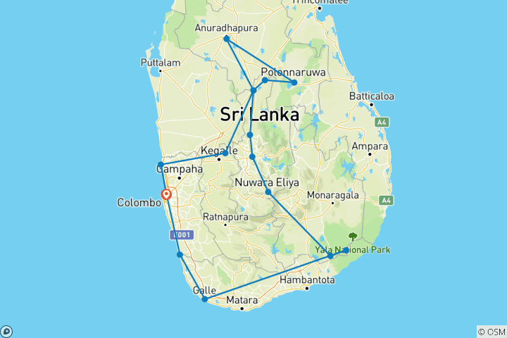 Kaart van Schatten van Sri Lanka
