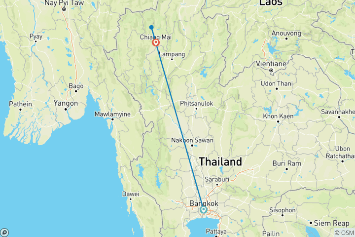 Mapa de Una semana en el norte de Tailandia