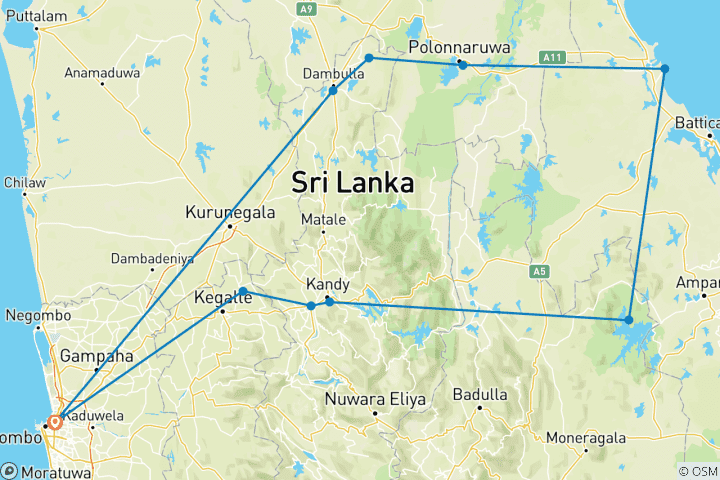 Karte von Sri Lanka in Zeitlupe
