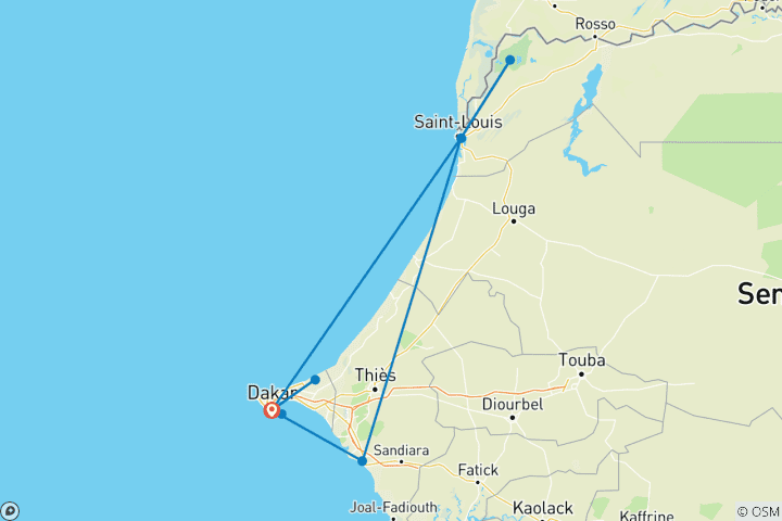Kaart van Hoogtepunten van Senegal 9 dagen / 8 nachten
