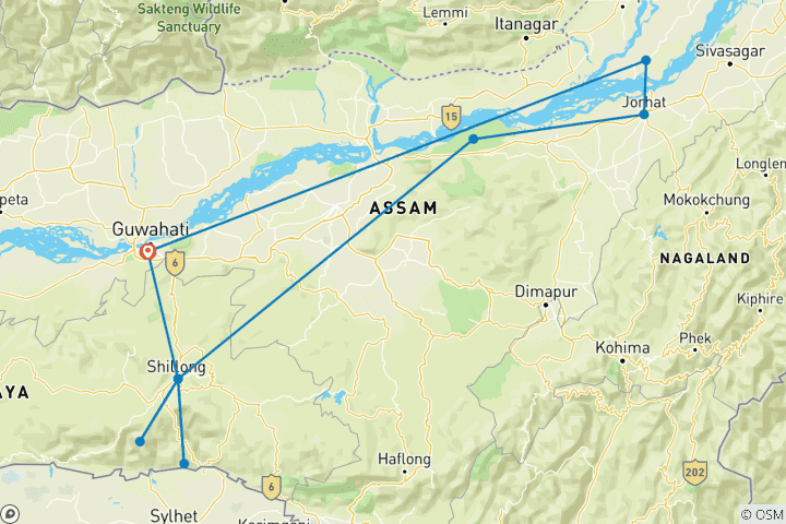 Karte von Erstaunliches Nordost-Indien