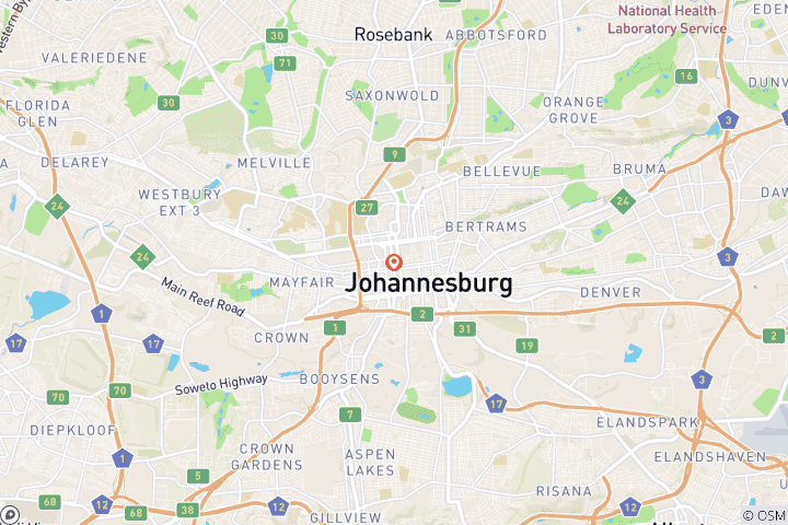 Carte du circuit ½ journée de safari guidé au coucher du soleil dans la réserve de Dinokeng