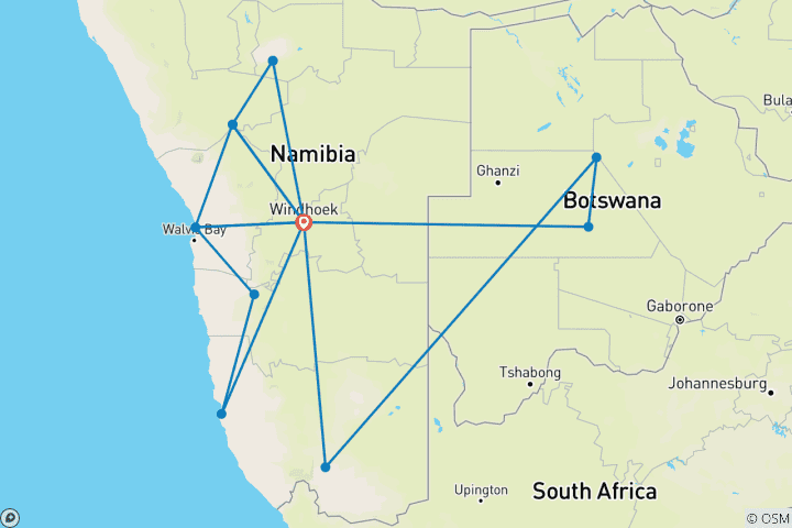 Karte von 17 TAGE KLASSISCHER URLAUB SOLO - NAMIBIA