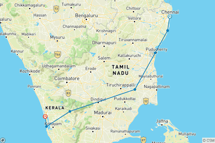 Kaart van Juweeltjes van Zuid-India