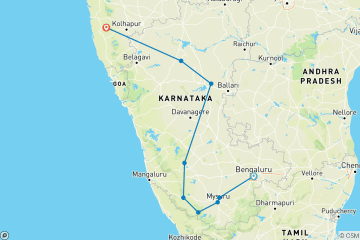 Karte von Karnataka mit Goa