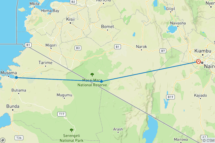Mapa de Desde Nairobi, Kenia: Descubre el safari en grupo más asequible de 3 días y 2 noches en Maasai Mara
