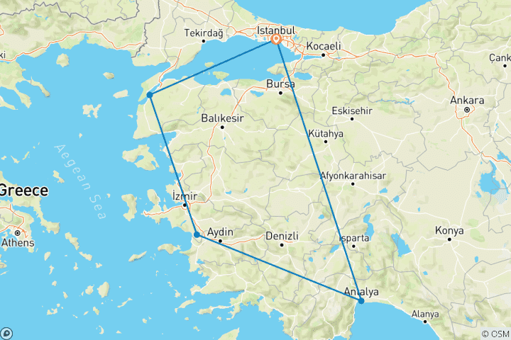 Mapa de Türkiye Egeo Inmersiva : Recorrido culinario y cultural