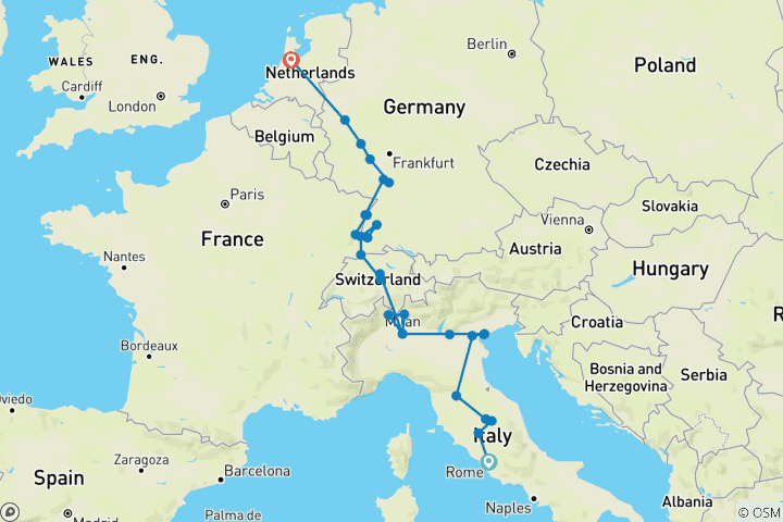 Kaart van Italiaans Uitzicht met Romantische Rijn en 2 Nachten in Luzern